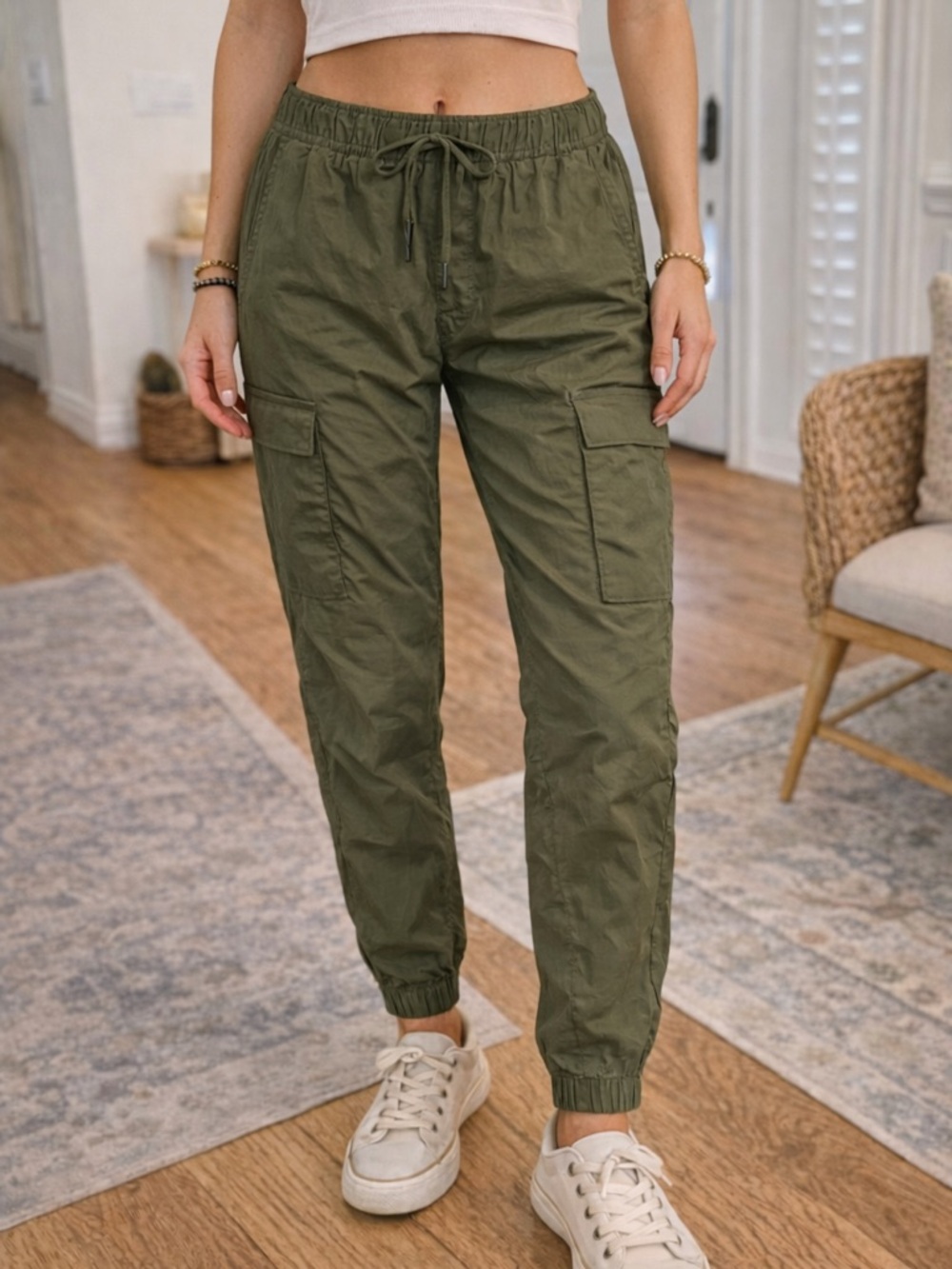 H&M Slim Fit Cargo Joggers – Olive Green | Size Small
